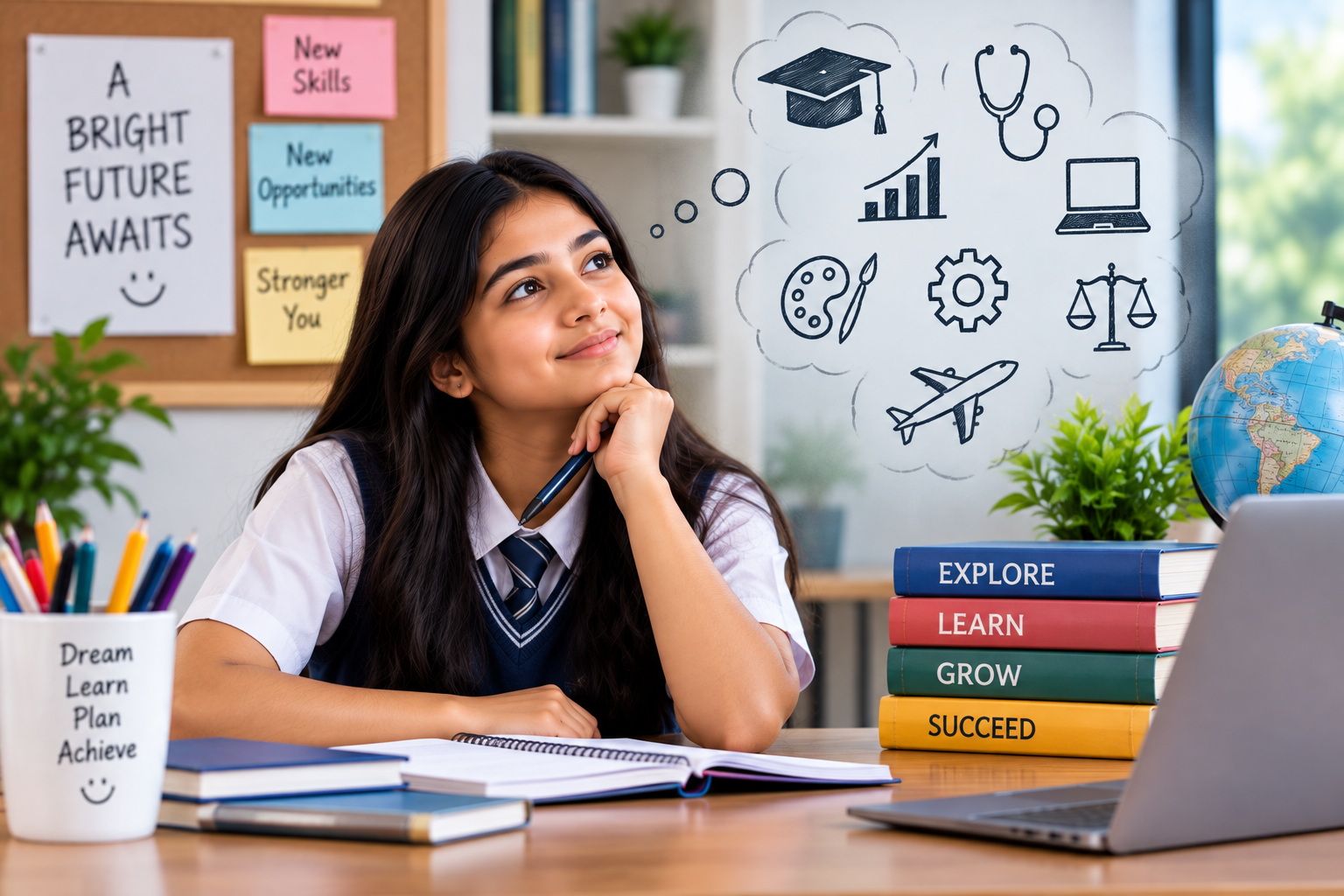 College student creating a step-by-step career plan